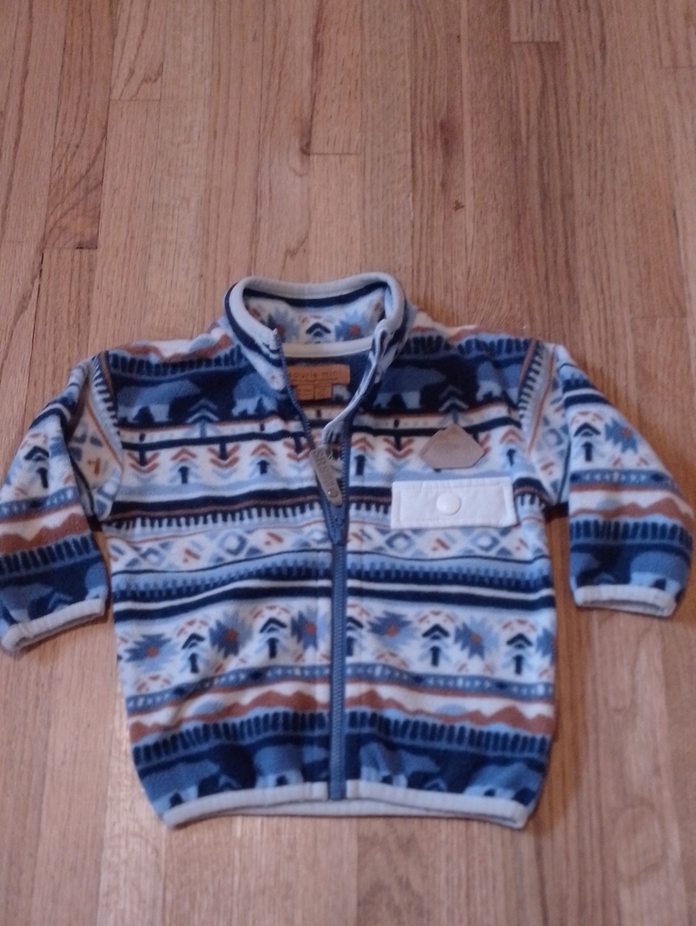Baby Zip-Up Fleece Jacket in Blue Aztec Print